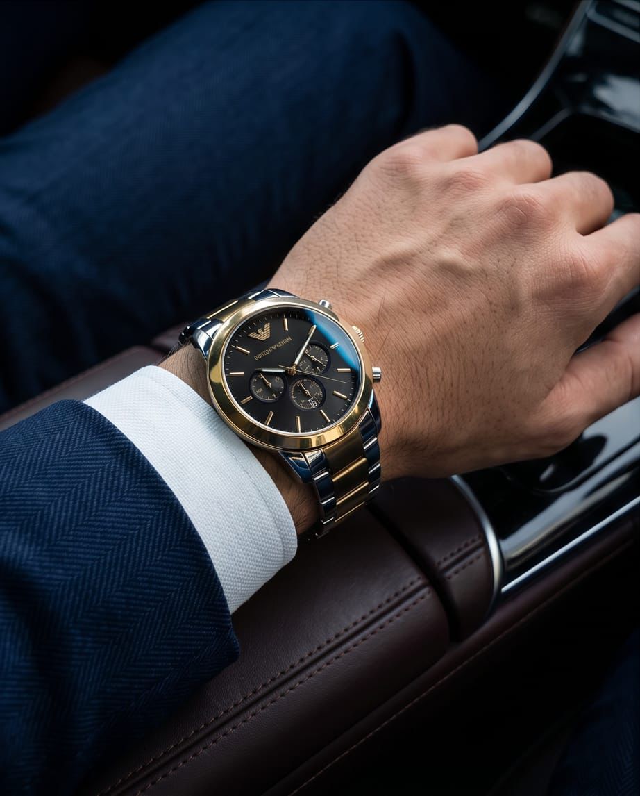 emporio armani two tone chronograph watch emporio armani two tone chronograph watch